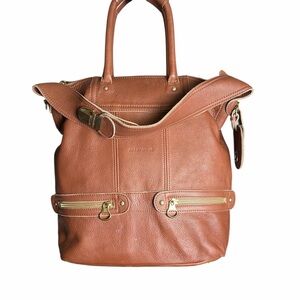 Vintage See  by Chloe Brown Leather Tote Shoulder/top handle . 13x13x4”